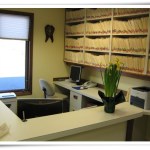 Front desk of the Dental office of Dr. Mendolowski